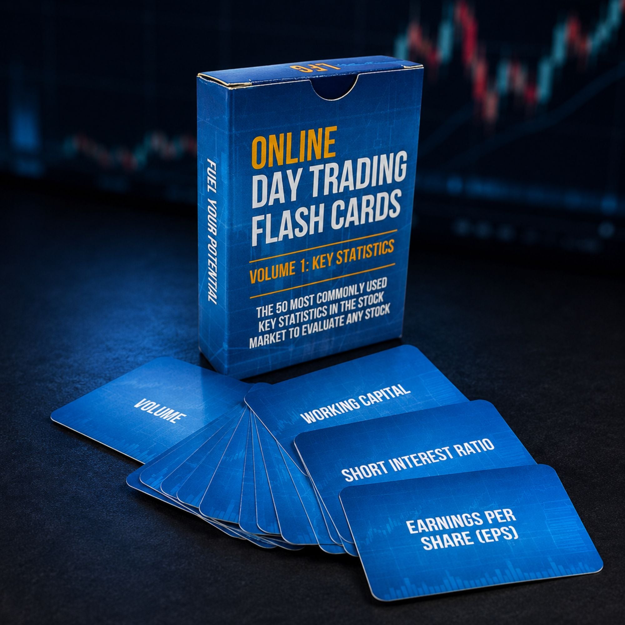 50 Stock Market Key Statistics Flash Cards.