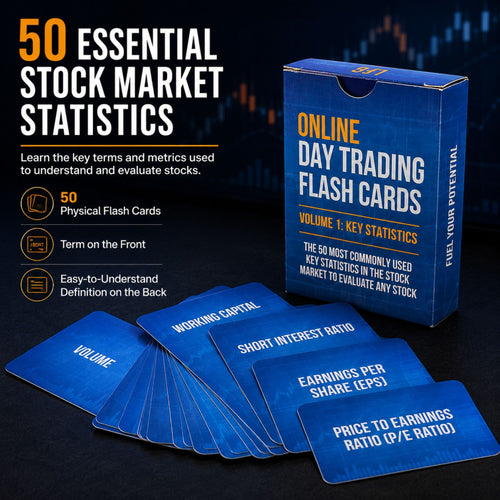 50 Stock Market Key Statistics Flash Cards.